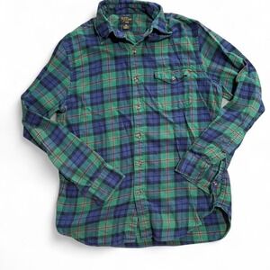J.Crew cashmere blend green plaid flannel shirt